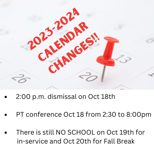 Calendar Changes! Ainsworth Community Schools